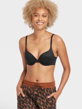 NWT AUDEN Light Lift Plunge Bra Black Underwire Padded Soft Sz 34D Target